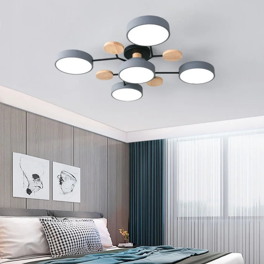 Modern Macaron Chandelier – Colorful LED Pendant Light with Adjustable Brightness for Living Room & Bedroom Décor