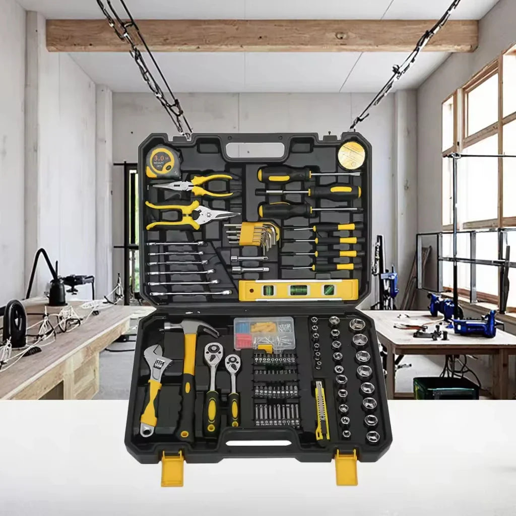 Avichic™ 118-Piece Hand Tool Kit – Multifunctional Carbon Steel Repair Set with Wrench, Level, Tape, Screwdrivers & Case for Home & DIY