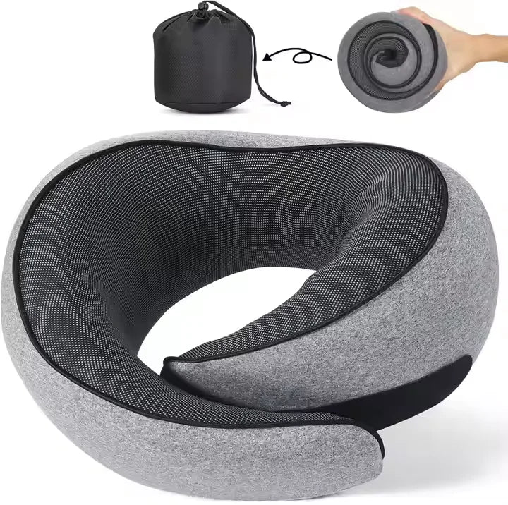 Memory Foam Travel Neck Pillow – Slow-Rebound U-Shaped Cushion with Custom Logo & Breathable Cover