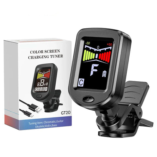 Clear LCD Rechargeable Clip-On Guitar Tuner – Quick, Accurate Tuning for Guitar, Bass, Ukulele & Violin
