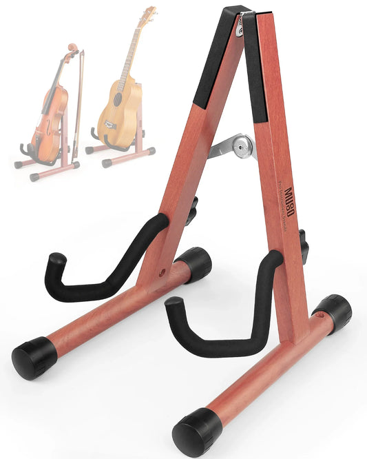 Small Wooden Violin & Ukulele Stand – Portable A-Frame Holder with Rubber Pads for Travel & Display
