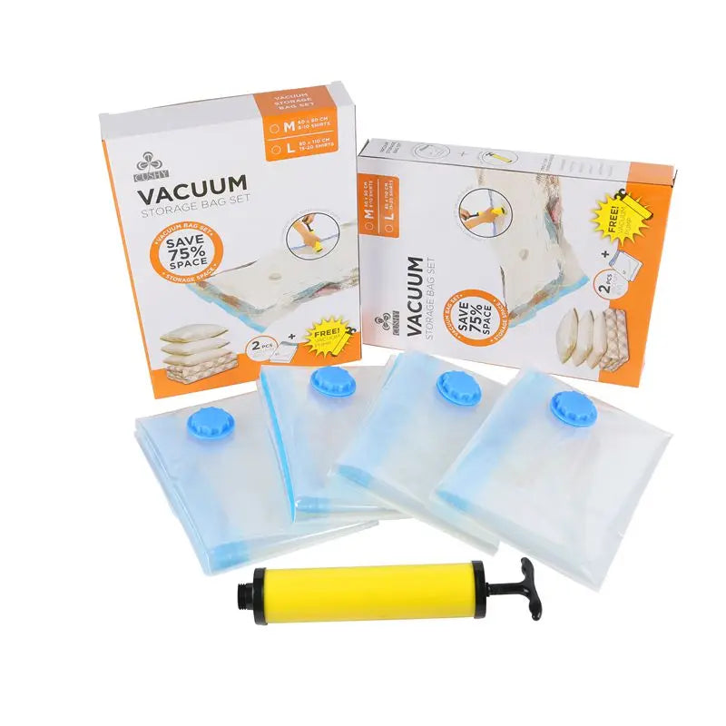 Vacuum Storage Bags for Clothes & Travel – Double Ziplock Space Saver Bags, 100x70cm, 80% Space Reduction