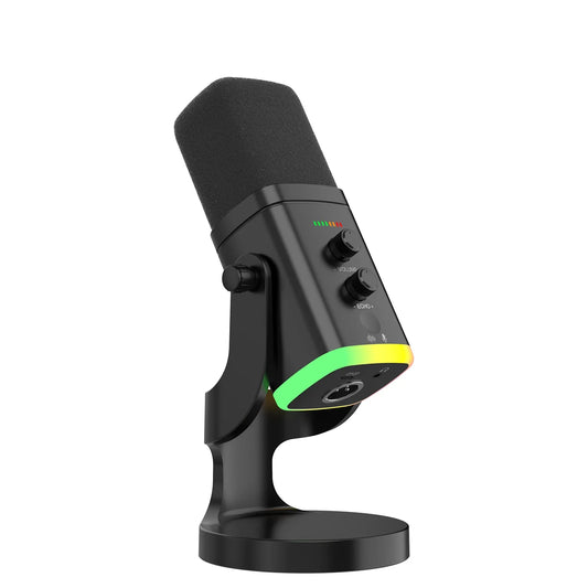 Avichic™ USB Gaming Microphone – RGB Lighting, Cardioid Condenser, Plug-and-Play, Adjustable Gain