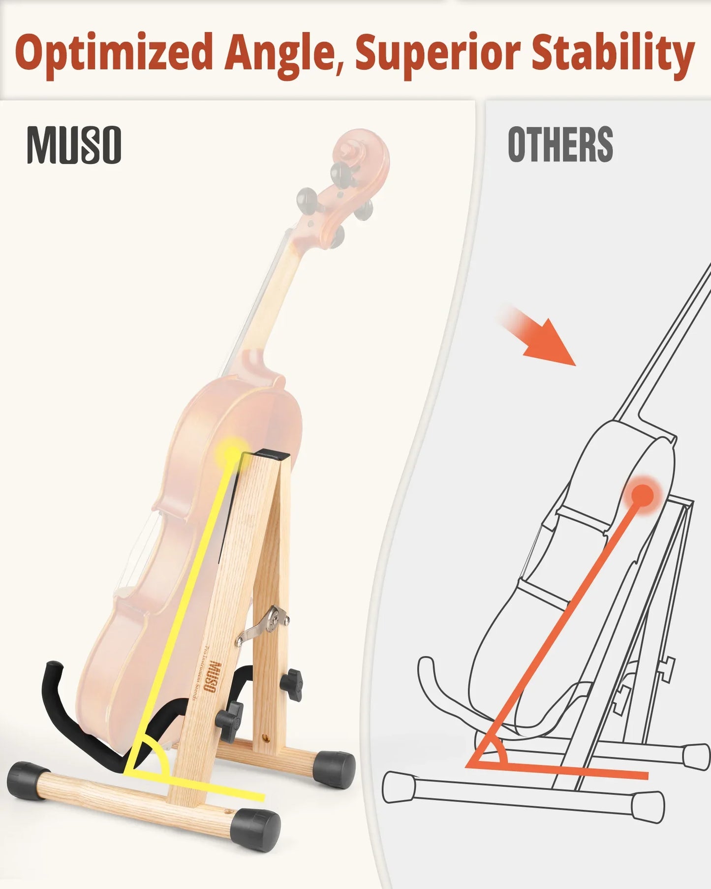 Wooden Folding Violin Stand – Portable A-Frame Floor Holder for Violin, Ukulele & Stringed Instruments