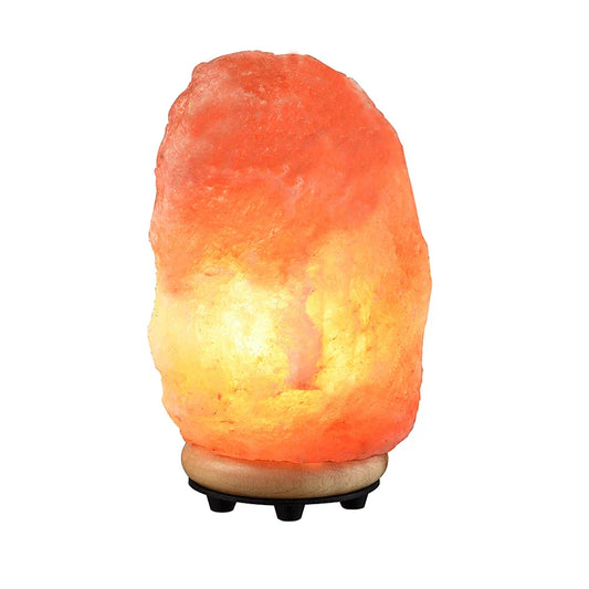 Pink Himalayan Salt Lamp with Wooden Base – Dimmer Switch, 15W Bulb, Crystal Rock Decor for Bedroom & Office