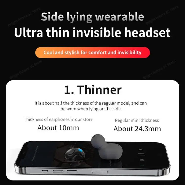 X55 Mini Wireless In-Ear Sleep Earbuds | Invisible Bluetooth Headset with HiFi Audio, Touch Control & LED Charging Case