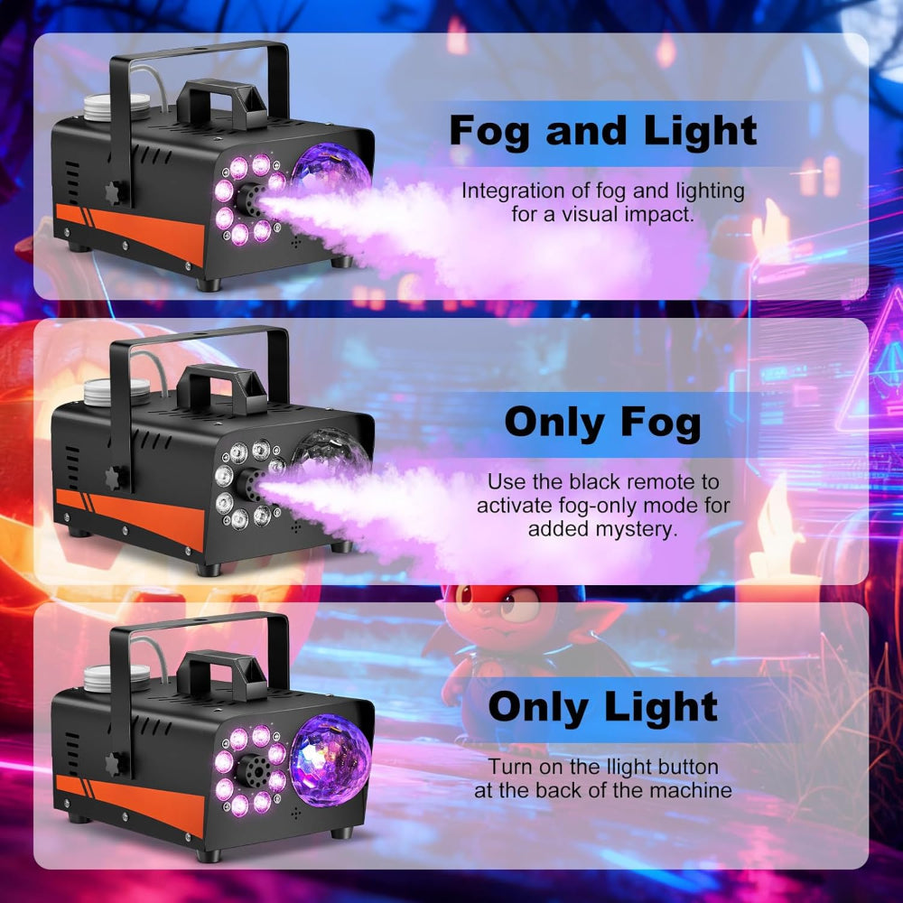 Halloween LED Fog Machine Remote Control Party Light Effect