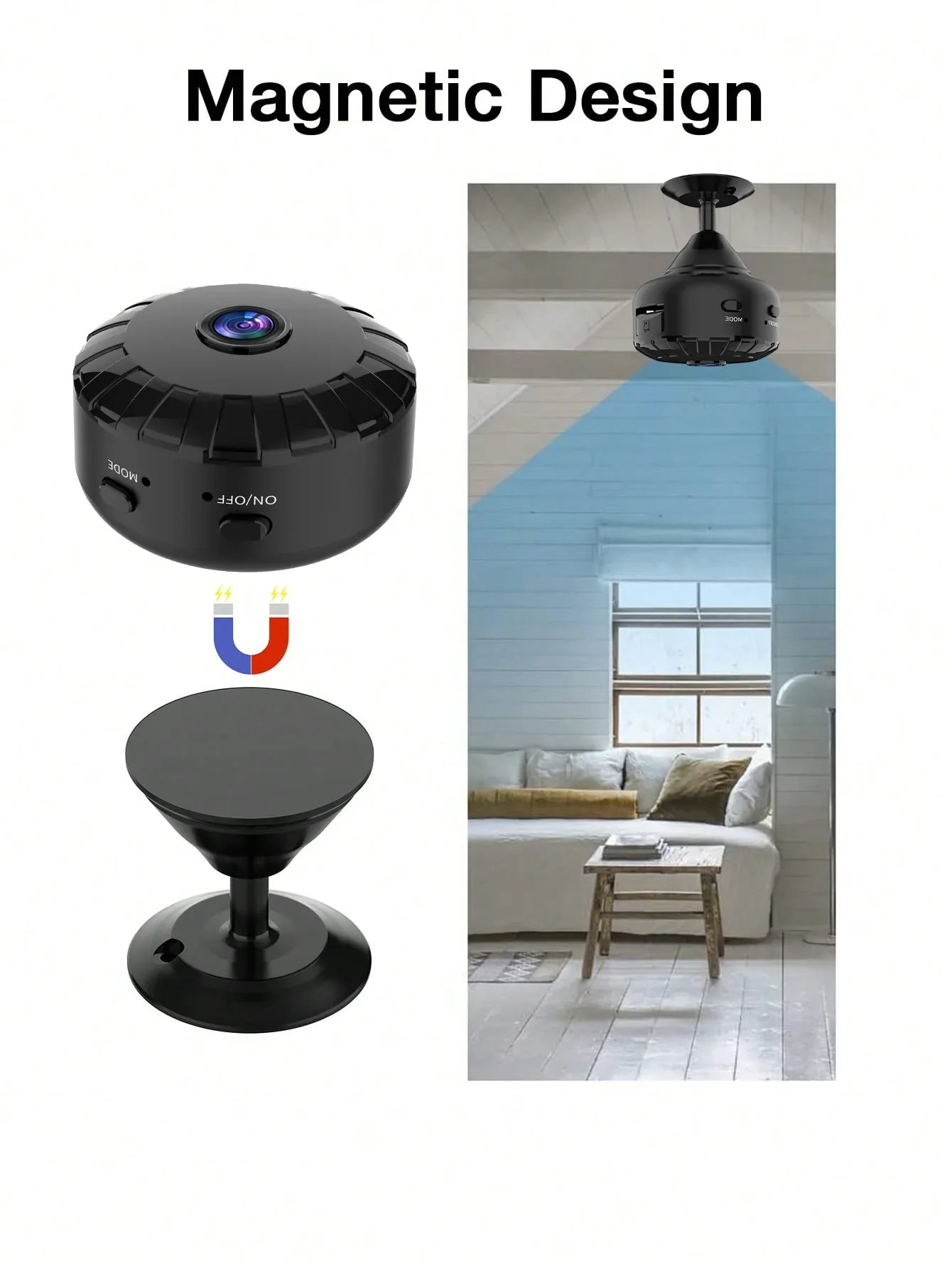 HD Mini Wireless Security Camera – Night Vision, Motion Alarm & Magnetic Base for Remote Home Monitoring