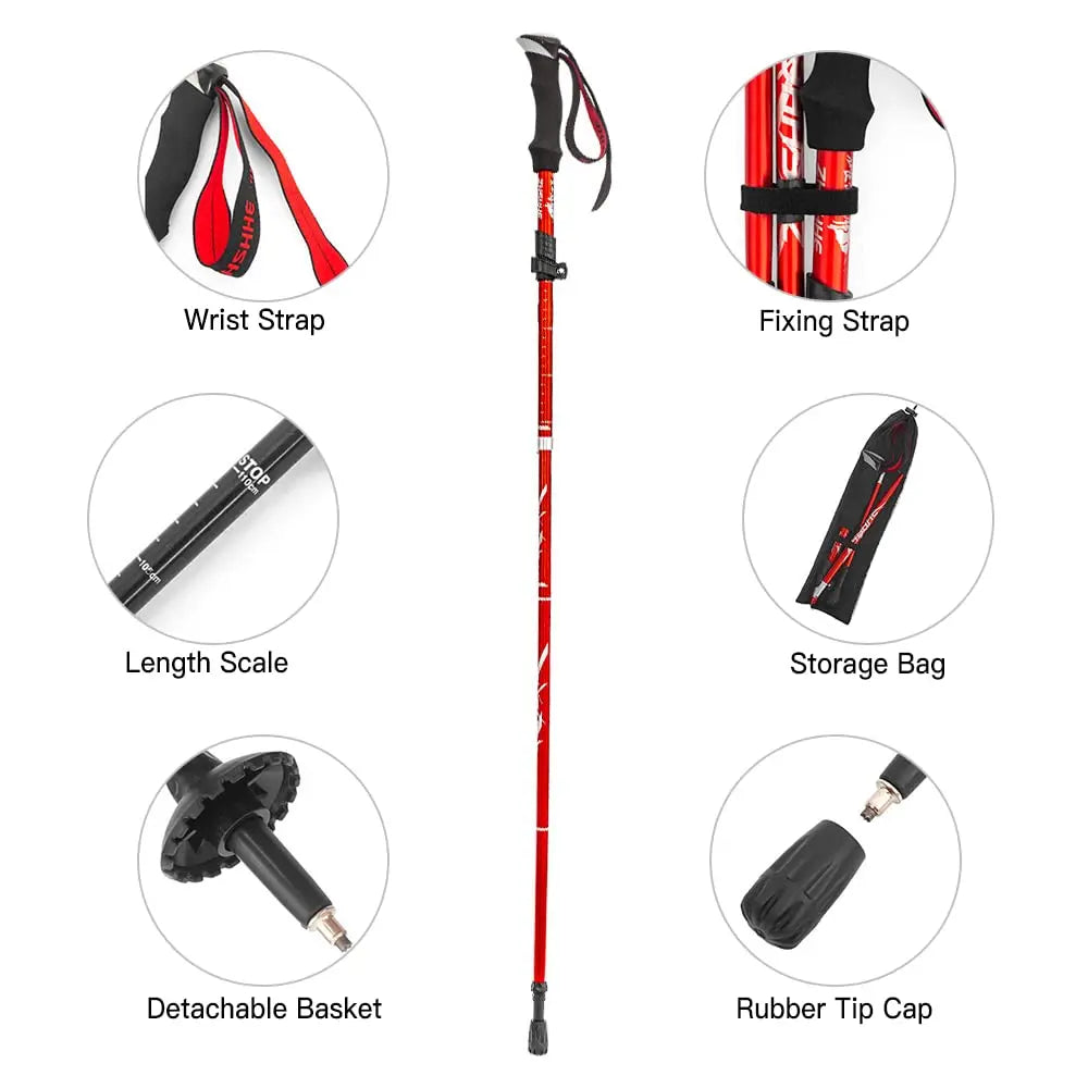 Anthrive Foldable Trekking Pole – 5-Section Lightweight Aluminum Hiking Stick for Climbing, Camping & Travel