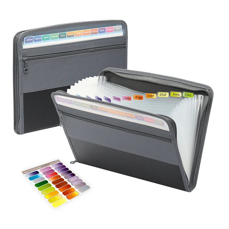 Zippered Expanding File Folder – 13-Pocket PP Document Organizer with Zipper Closure for Office & School Use