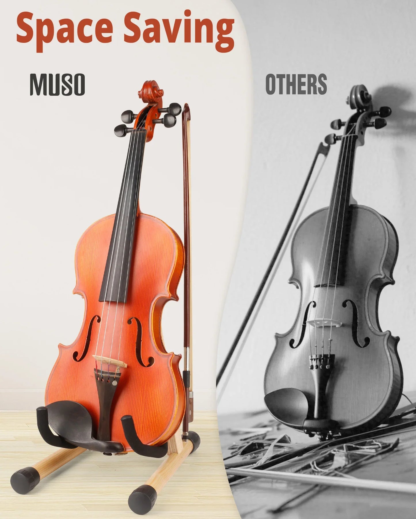 Wooden Folding Violin Stand – Portable A-Frame Floor Holder for Violin, Ukulele & Stringed Instruments