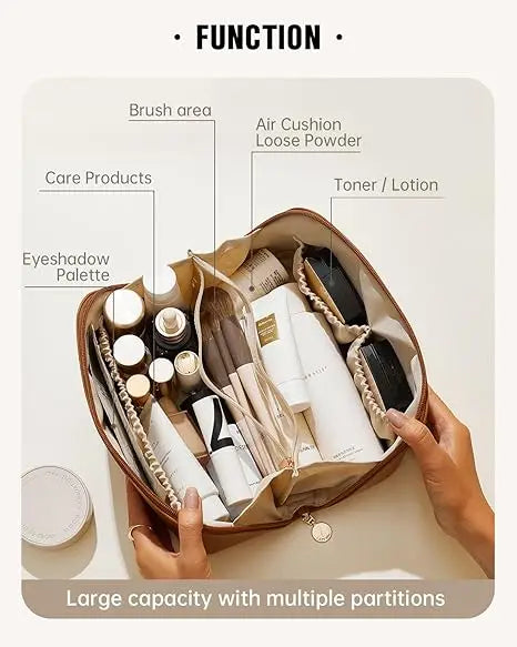 Waterproof Travel Toiletry Bag – Foldable Makeup Organizer with Handle & Divider for Women