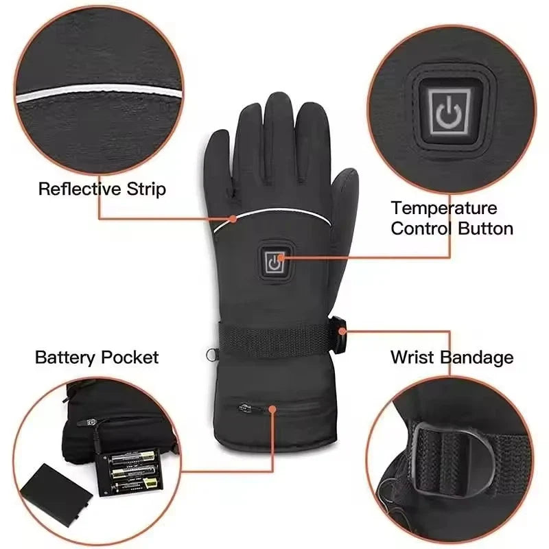 Rechargeable Heated Gloves – Electric Hand Warmers with 3 Heat Settings for Men & Women, Winter Outdoor Thermal Gloves