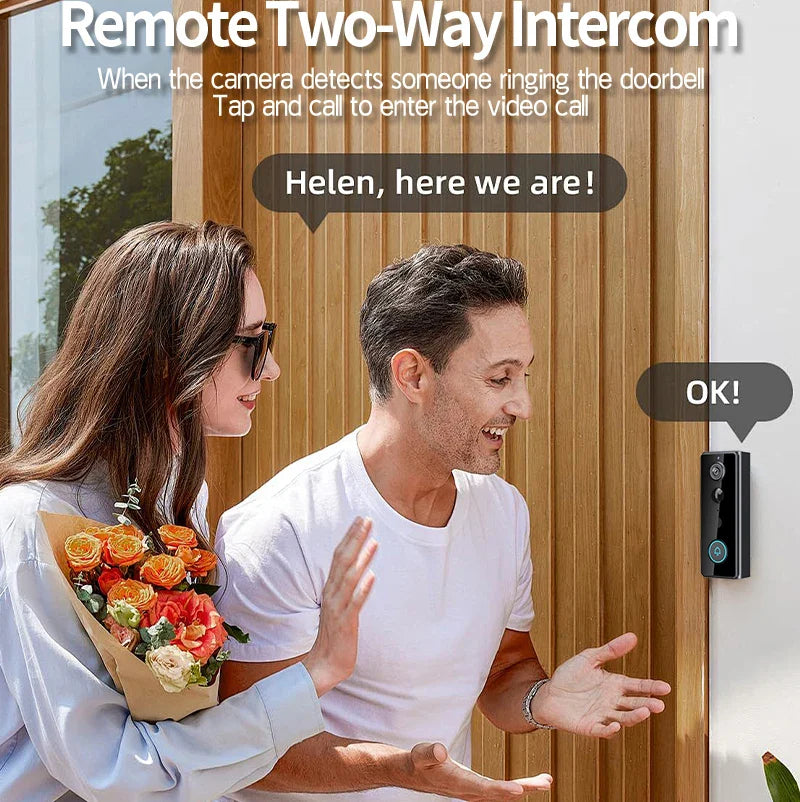 1080P Smart Video Doorbell Camera with 180° View | Waterproof WiFi Doorbell with Bluetooth, 2-Way Audio, Motion Alerts, Battery-Powered Design