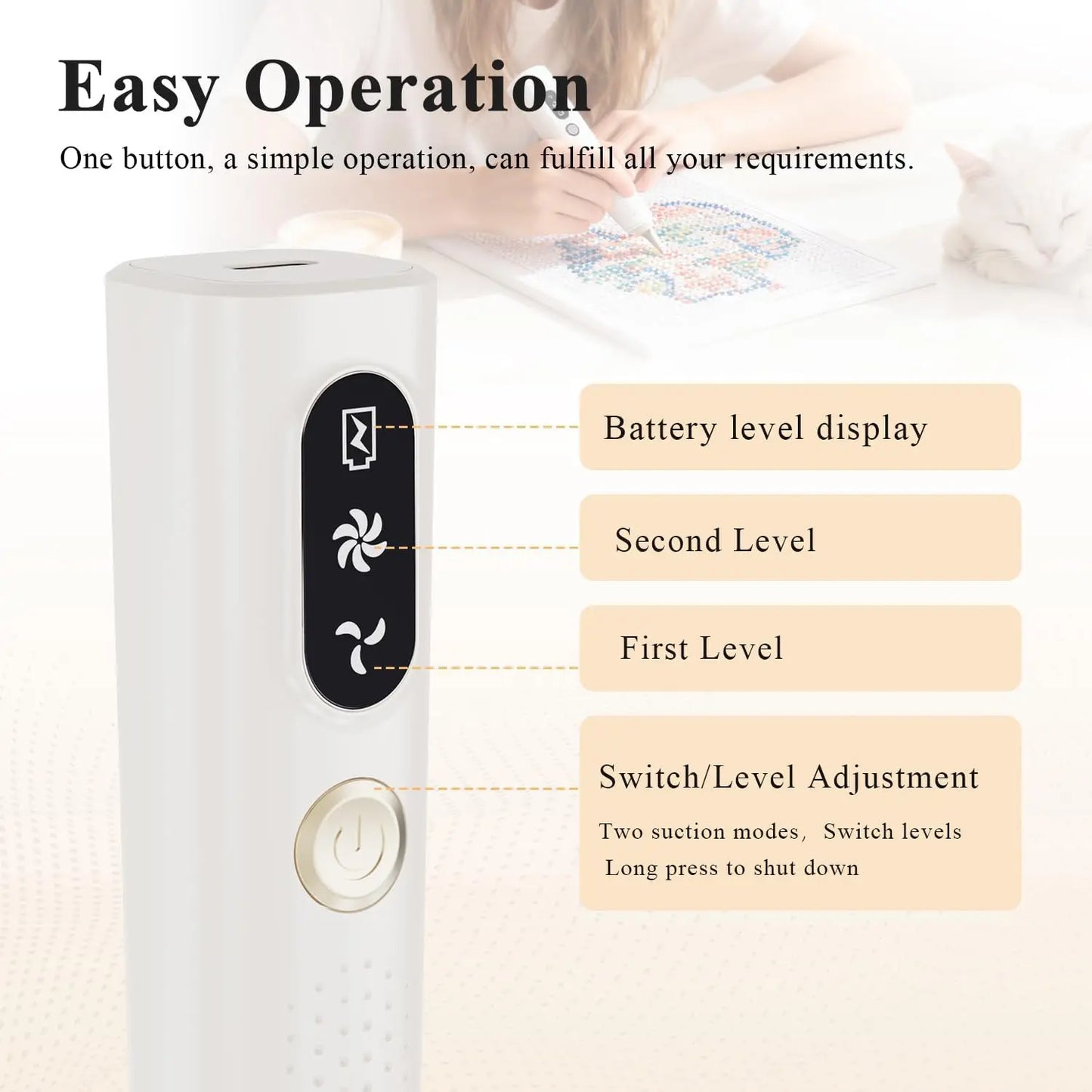 Electric Diamond Painting Pen with Adjustable Suction - Cordless Rechargeable Rhinestone Applicator Tool - No Wax Needed Diamond Art Kit for Adults