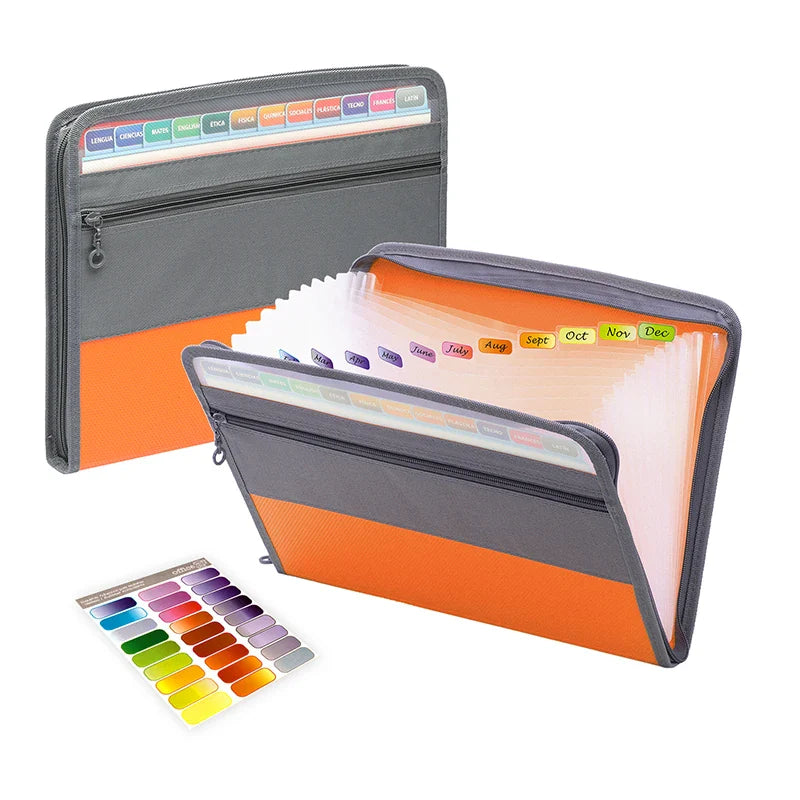 Zippered Expanding File Folder – 13-Pocket PP Document Organizer with Zipper Closure for Office & School Use