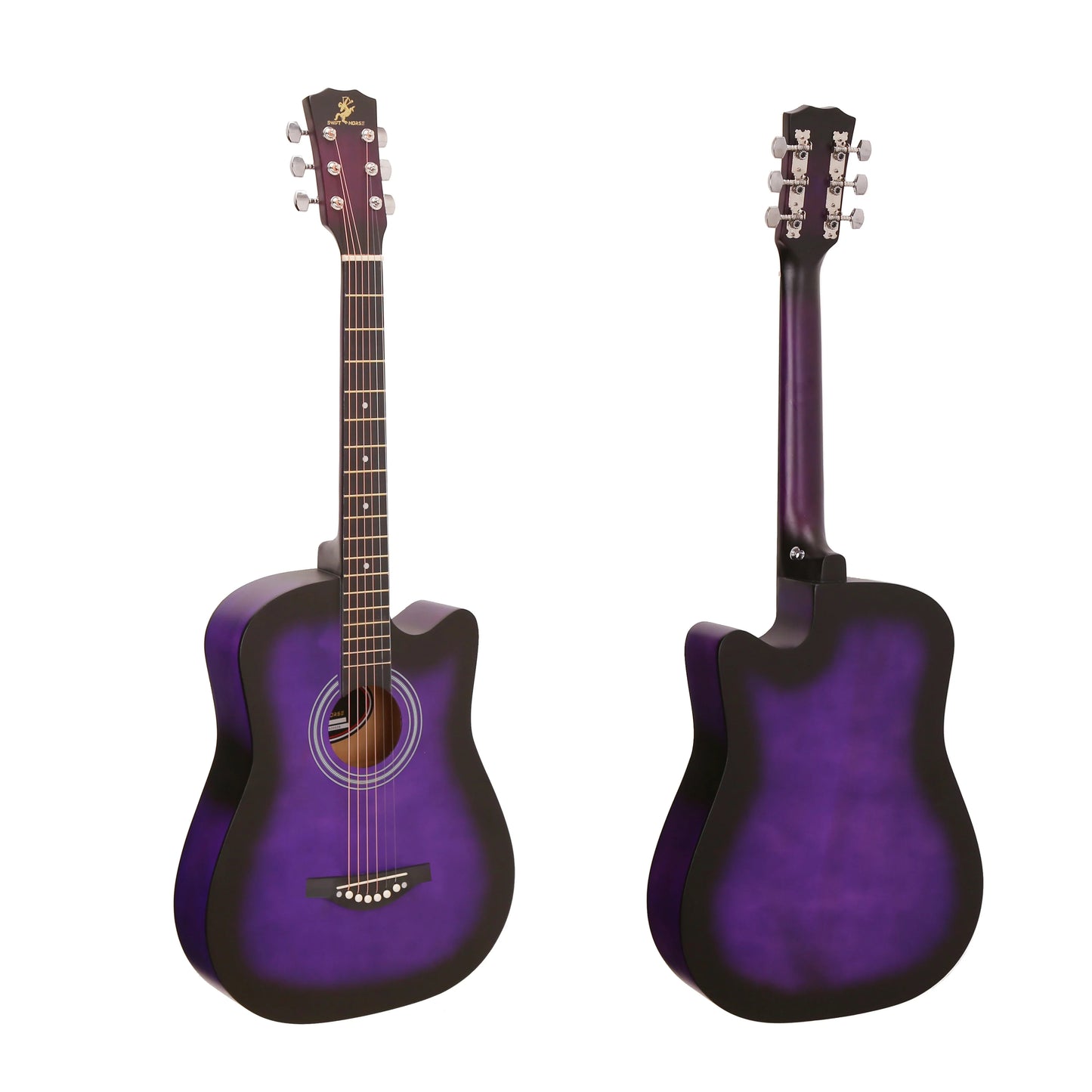 38-Inch Acoustic Guitar – 6-String Beginner & Travel Guitar with Linden Body and Polished Finish