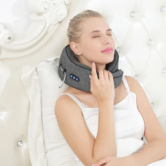 Wireless Neck Massage Pillow – U-Shaped Memory Foam Travel Pillow for Sleeping & Business Trips
