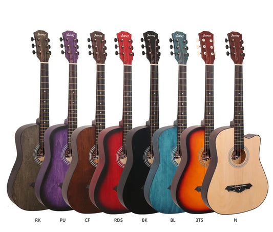 38-Inch Acoustic Guitar – 6-String Beginner & Travel Guitar with Linden Body and Polished Finish