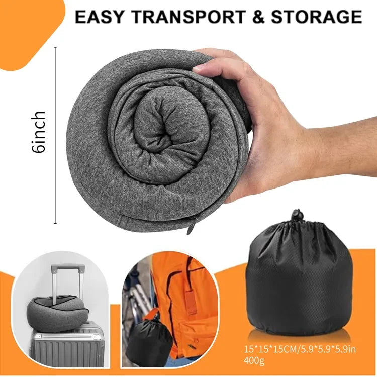 Hooded Memory Foam Travel Pillow – U-Shaped Neck Support Cushion with Privacy Hood for Airplane & Office Naps