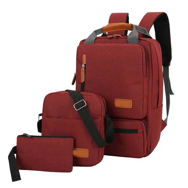 Avichic™ Men’s 3-Piece Backpack Set – Waterproof Oxford Laptop Bag, School & Travel Backpack with Shoulder & Handbag