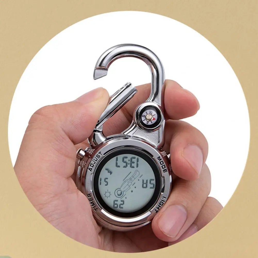 Multifunctional Carabiner Pocket Watch – Luminous Outdoor Sports Clip-On Timepiece for Backpack, Waist, or Gear