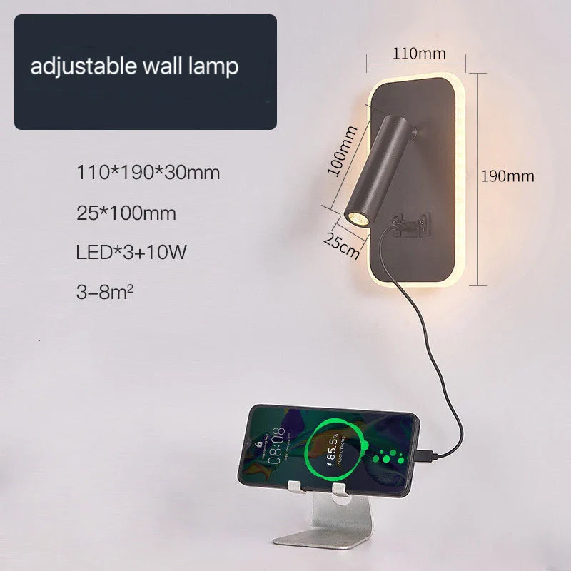 Adjustable LED Wall Lamp – Eye Protection Bedside Reading Light for Bedroom & Indoor Home Décor