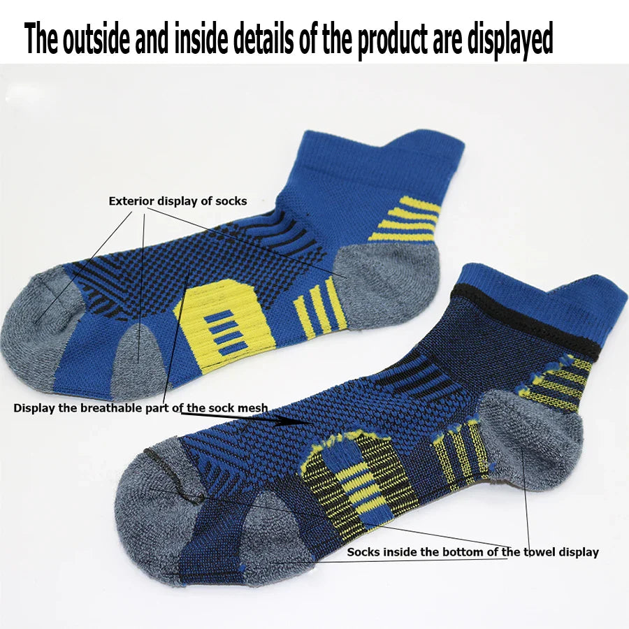 3 Pairs Professional Sports Socks – Quick-Dry Non-Slip Short Fitness Socks for Running, Basketball, Cycling, and Training