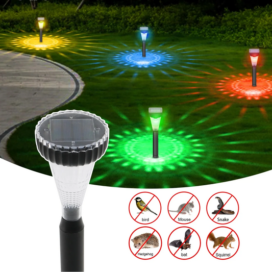 Avichic™ RGB Solar Garden Light & Ultrasonic Animal Repeller – Waterproof Outdoor Pest Deterrent for Moles, Snakes, Birds, Mice