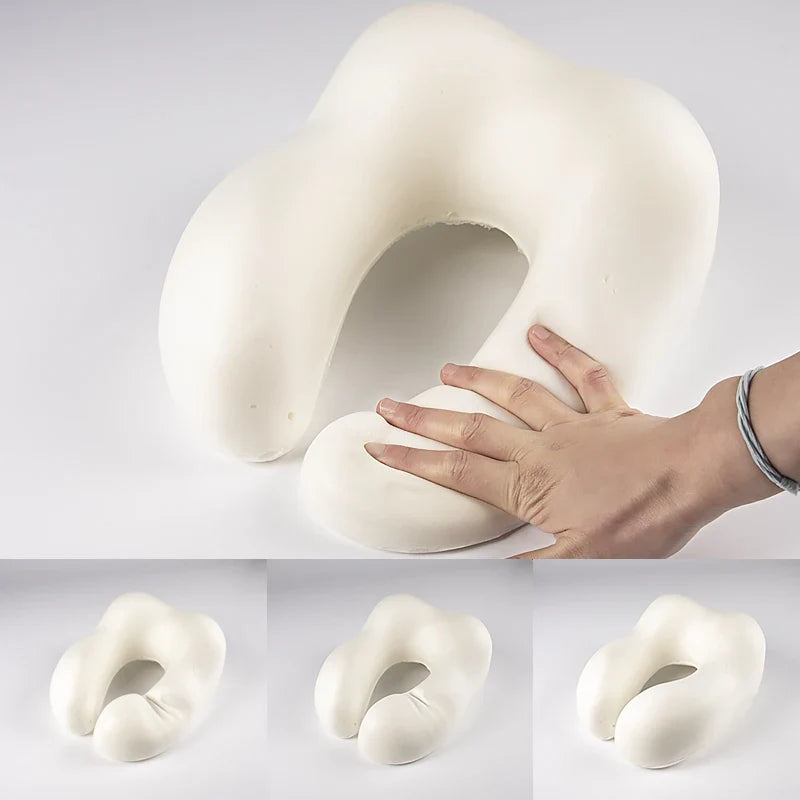Adjustable Memory Foam Travel Neck Pillow – U-Shaped 360° Support Cushion for Adults on Airplanes