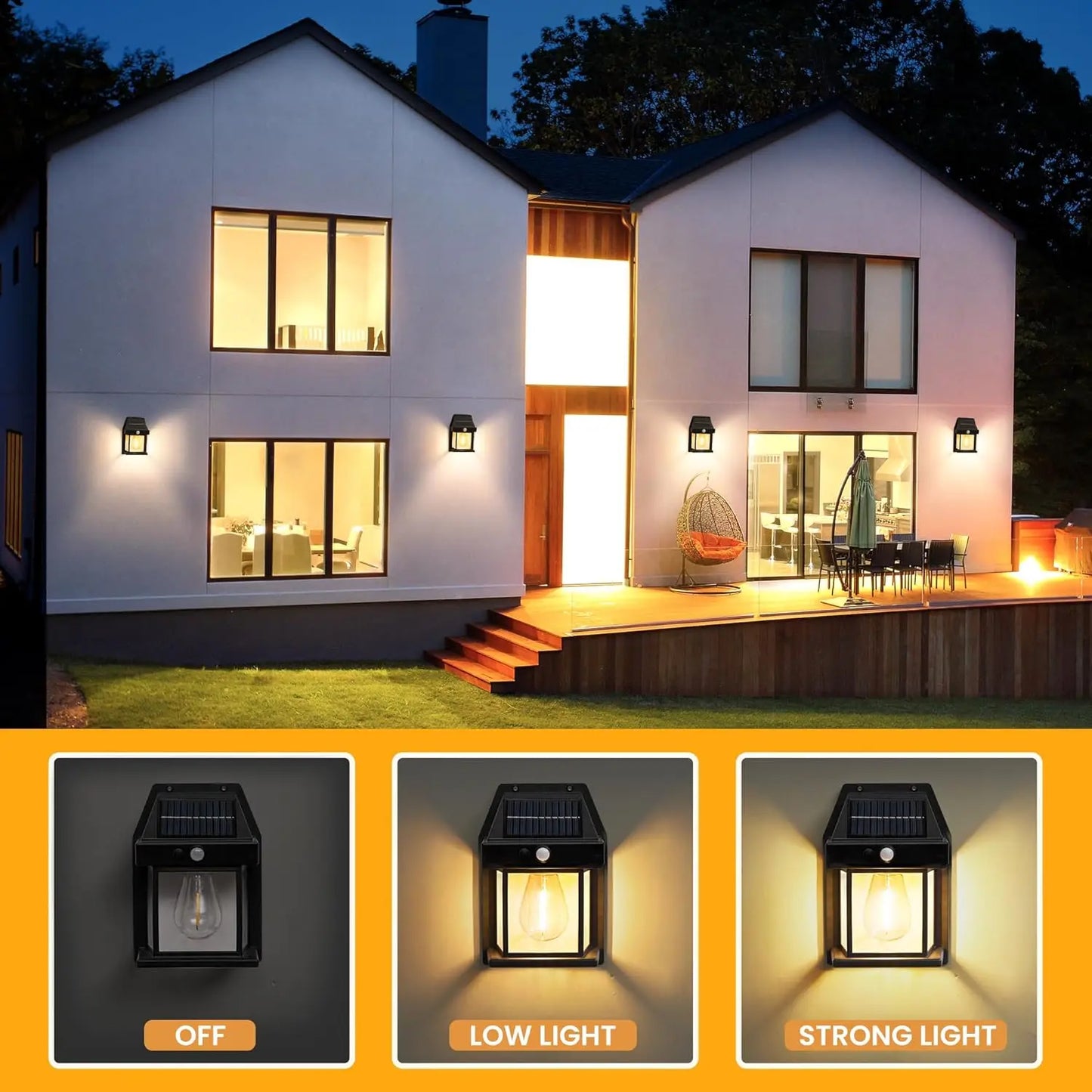 1200mAh Outdoor Solar Wall Light – Motion Sensor LED Garden Security Lamp, Waterproof IP65 for Patio & Pathway