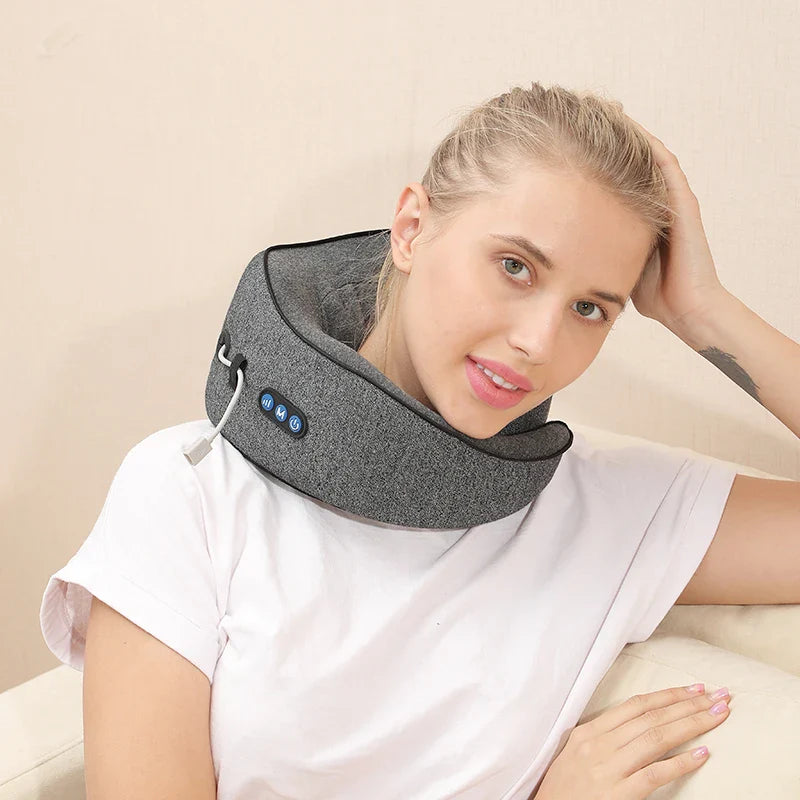 Wireless Neck Massage Pillow – U-Shaped Memory Foam Travel Pillow for Sleeping & Business Trips