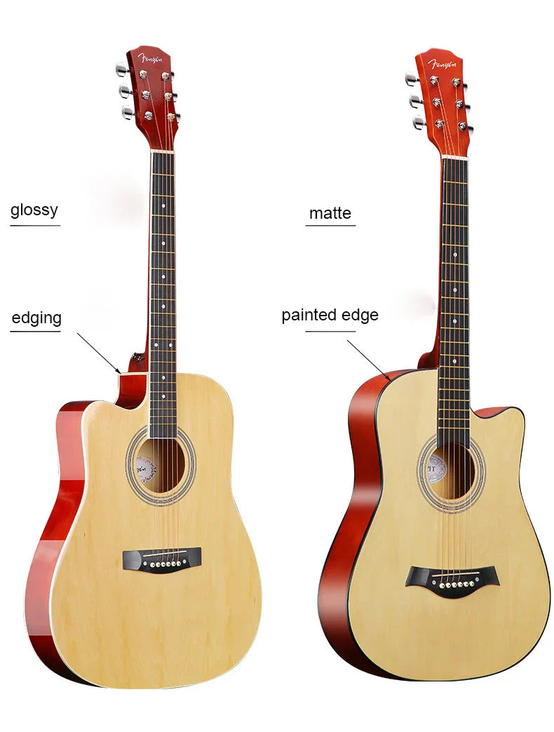 41-Inch Left-Handed Classical Acoustic Guitar – Basswood Body, Gloss Finish, Maple Neck, Professional Musical Instrument