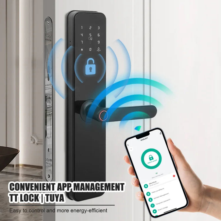 Biometric Fingerprint Smart Door Lock – Keyless Entry, TTLock App Control, Multi-Access Digital Security for Home & Office