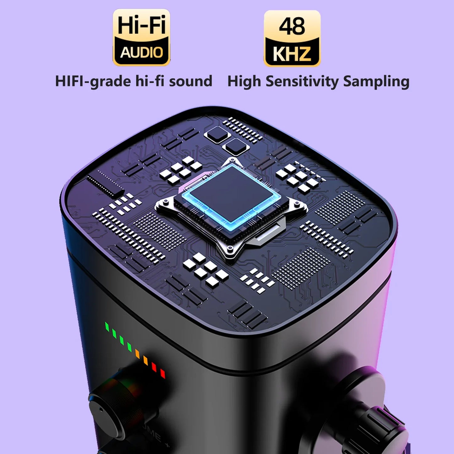 Avichic™ USB Gaming Microphone – RGB Lighting, Cardioid Condenser, Plug-and-Play, Adjustable Gain