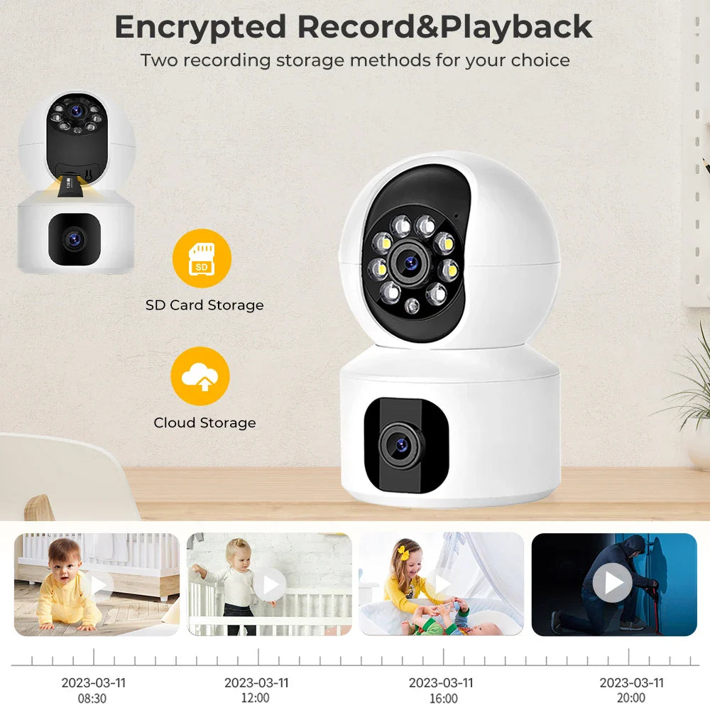 4MP Color Night Vision WiFi CCTV Camera – Indoor PTZ Security with Dual Lens, Motion Tracking & Two-Way Audio