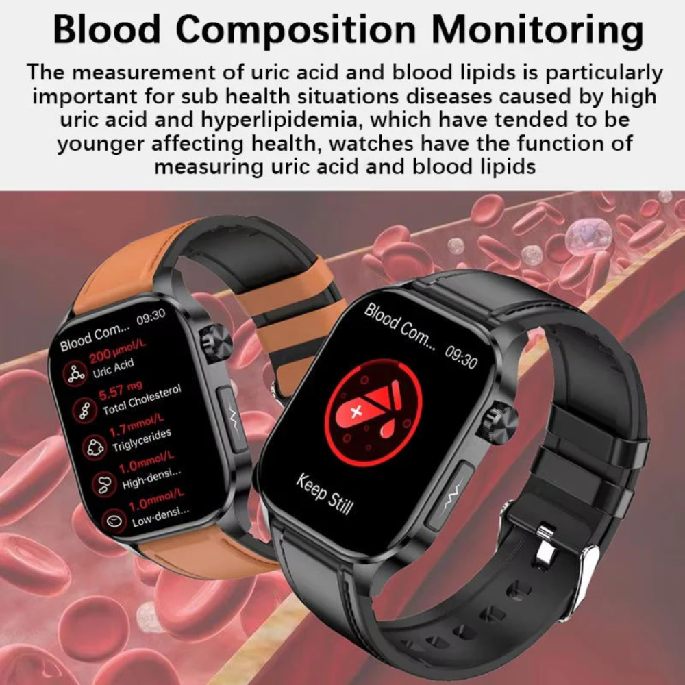 Smartwatch Health Tracker Senior Safety AMOLED Heart Rate Watch