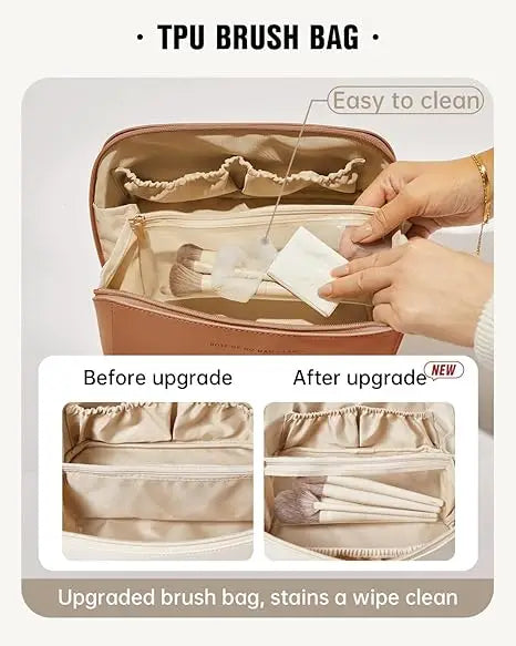Waterproof Travel Toiletry Bag – Foldable Makeup Organizer with Handle & Divider for Women