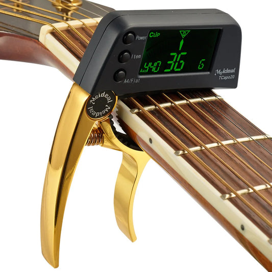2-in-1 Digital Guitar Tuner & Capo – Precision Tuning with Built-In Performance Versatility