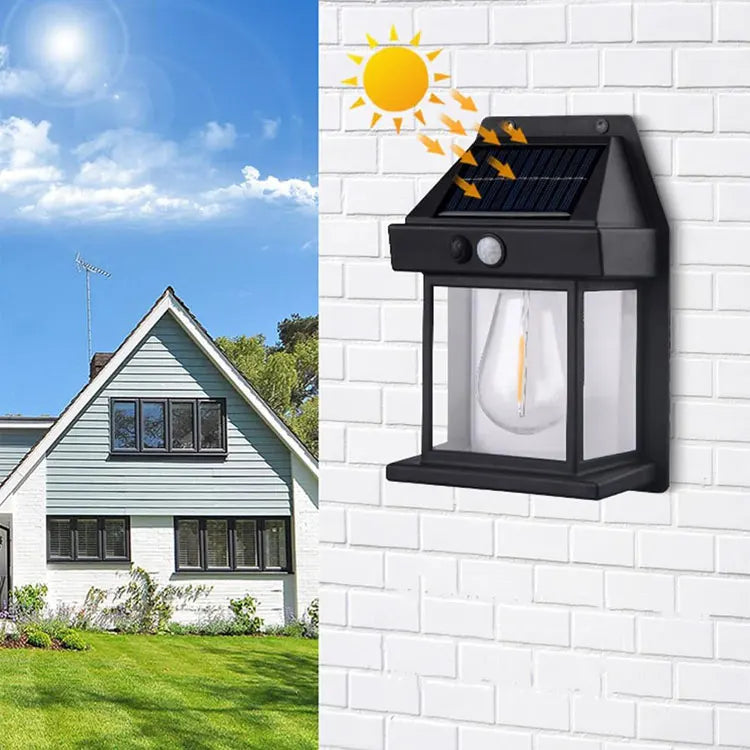 Solar Motion Sensor Wall Light – Outdoor Waterproof LED Garden Lamp with Rechargeable Battery & 3 Lighting Modes