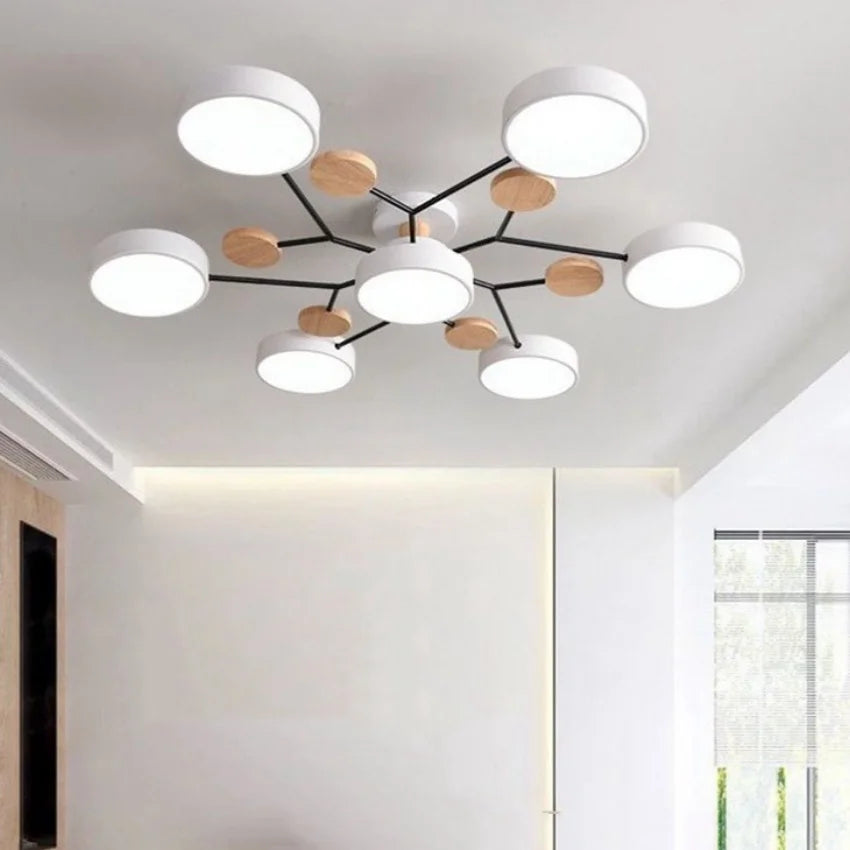 Modern Macaron Chandelier – Colorful LED Pendant Light with Adjustable Brightness for Living Room & Bedroom Décor