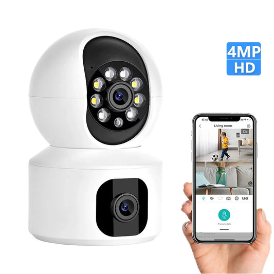 4MP Color Night Vision WiFi CCTV Camera – Indoor PTZ Security with Dual Lens, Motion Tracking & Two-Way Audio