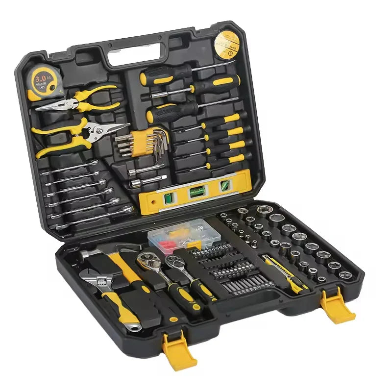 Avichic™ 118-Piece Hand Tool Kit – Multifunctional Carbon Steel Repair Set with Wrench, Level, Tape, Screwdrivers & Case for Home & DIY