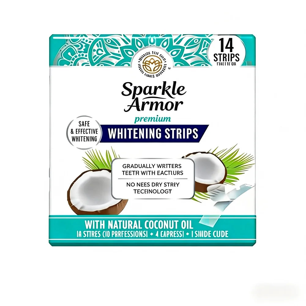 Professional Teeth Whitening Strips with Coconut Oil for Adults - Mint Flavor Non-Slip Dry Strip Technology - 14 Strips for 7 Daily Treatments
