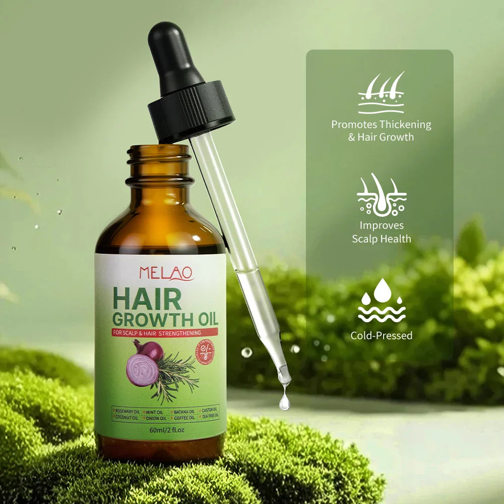 Natural Onion Hair Oil – Herbal Hair Growth Oil for Women, Anti-Hair Loss, Scalp Repair, Thickening, Moisturizing, 60ml