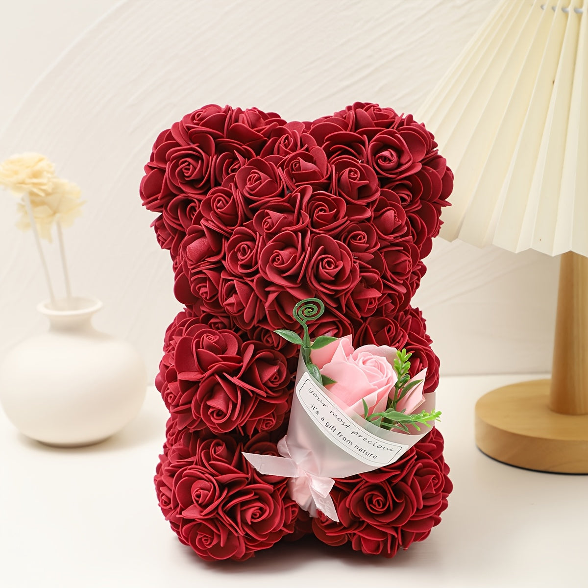 Home Decor Rose Bear Table Display