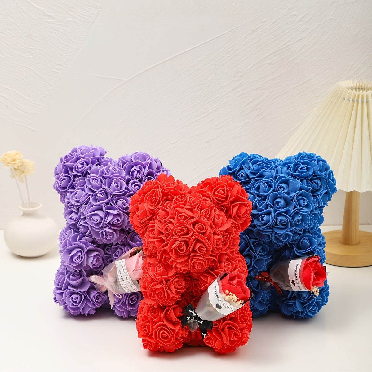 Home Decor Rose Bear Table Display