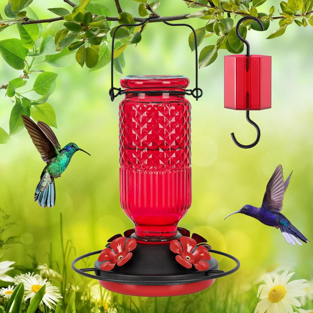 Hummingbird Feeder Glass Hanging Outdoor Garden