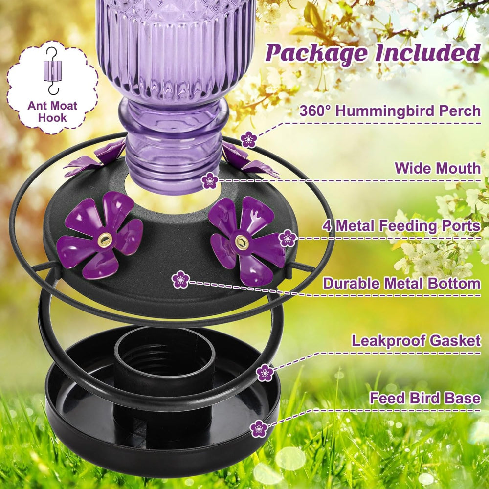 Hummingbird Feeder Glass Hanging Outdoor Garden