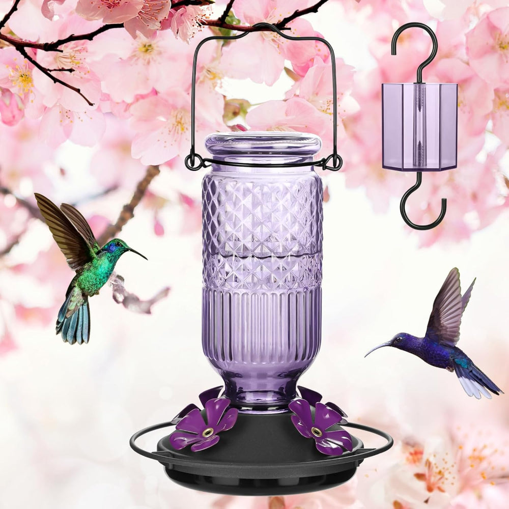 Hummingbird Feeder Glass Hanging Outdoor Garden